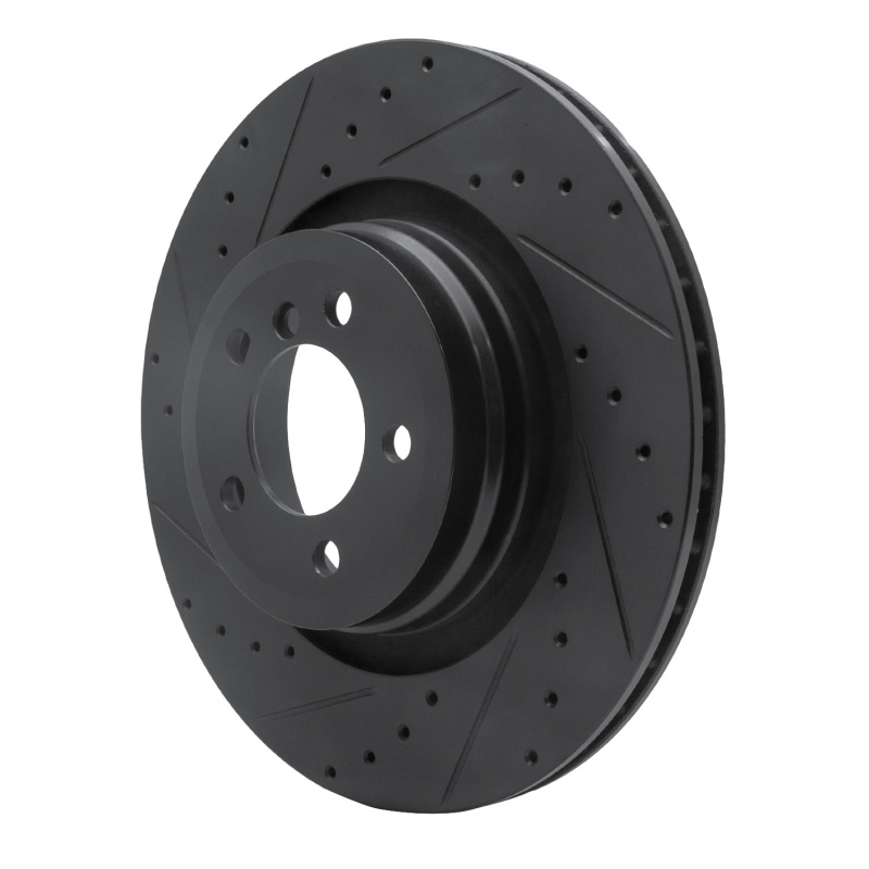 BMW ALPINA B7 Brake Rotor (1) - Rear Left - R1 Concepts - Drilled & Slotted - Black - `07-`08